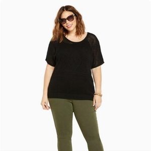 Torrid Crochet Knit Black Dolman Sweater sz M/L (00)